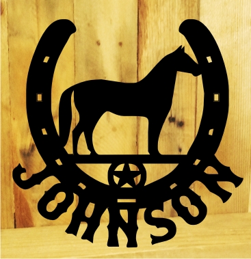 Metal Cut Horseshoe Ranch Sign